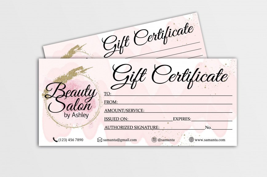 Salon Gift Certificate Templates ~ Addictionary Regarding Free Beauty Salon Gift Certificate