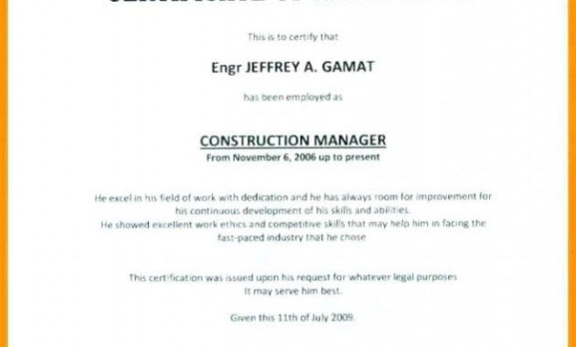 Sample Certificate Of Employment Sample Certificate Intended For New Template Of Certificate Of Employment