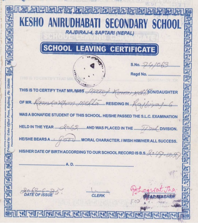 School Leaving Certificate Template (7) Templates With Regard To Handwriting Certificate Template 7 Catchy Designs