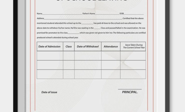 School Leaving Certificate Template | School Certificates Throughout Awesome Best Coach Certificate Template Free 9 Designs