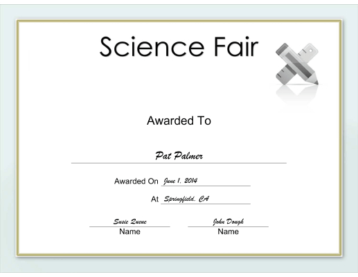 Science Fair Certificate Printable Certificate With Regard To 7 Science Fair Winner Certificate Template Ideas