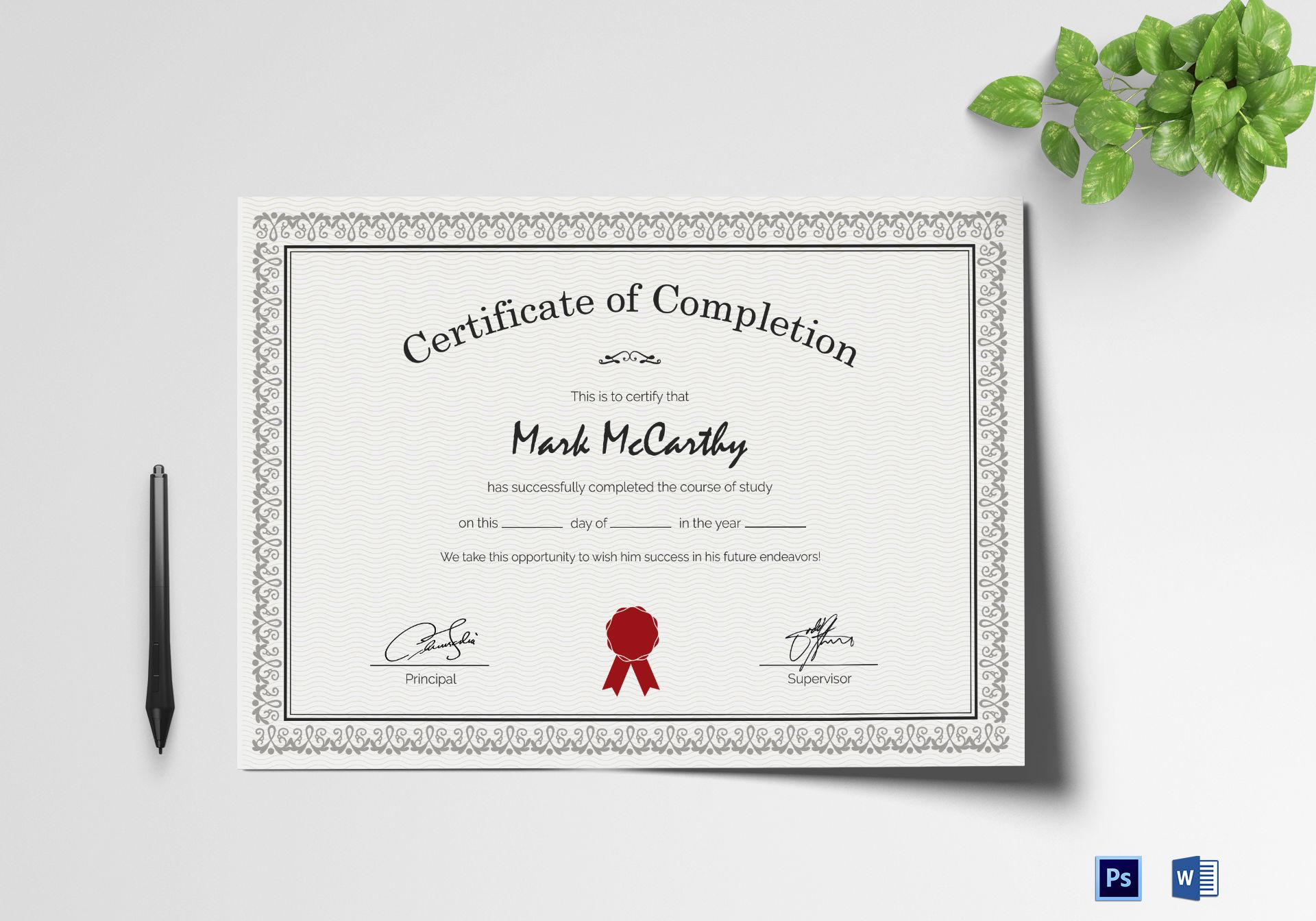 Simple Certificate Of Completion Design Template In Psd, Word Regarding Fascinating Certificate Of Completion Template Word