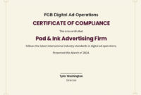 Simple Certificate Of Compliance Template Word (Doc Intended For Certificate Of Compliance Template