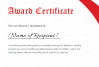 Skating Award Certificate Design Template In Psd, Word Regarding Simple Scholarship Certificate Template Word