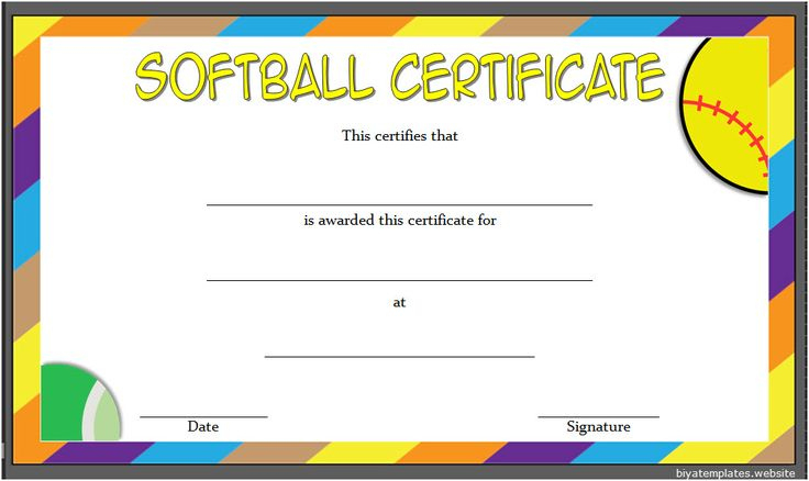 Softball Certificate Template Free (2Nd Version) | Awards Throughout Free Softball Certificate Templates