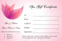 Spa Gift Certificate (Light Pink, #1928) | Gift Throughout Fresh Spa Day Gift Certificate Template