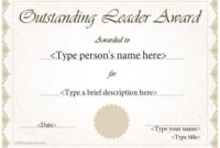 Special Certificate Outstanding Leader Award With Free Outstanding Performance Certificate Template