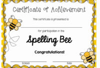Spelling Bee Certificate Template Beautiful Spelling Bee With Regard To Spelling Bee Award Certificate Template