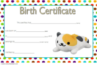 Stuffed Animal Birth Certificate Template Free For Cat With Regard To Fantastic Stuffed Animal Adoption Certificate Template Free