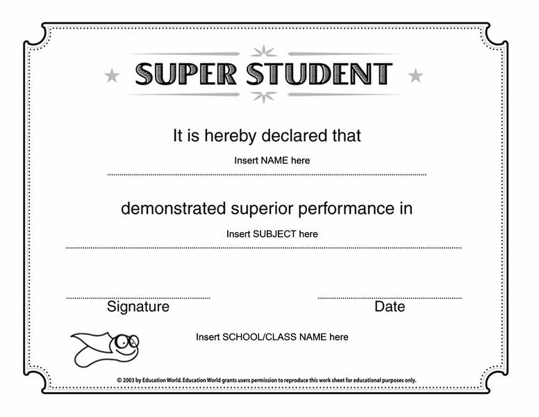 Super Student Certificate Free Certificate Templates In For Awesome Outstanding Student Leadership Certificate Template Free