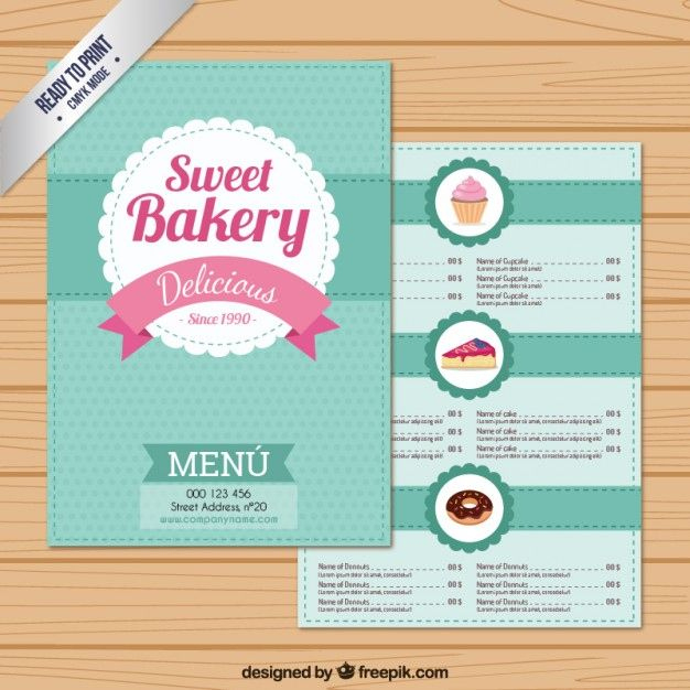 Sweet Bakery Menu Template | Free Vector For Free Bakery For Free Bakery Menu Templates Download