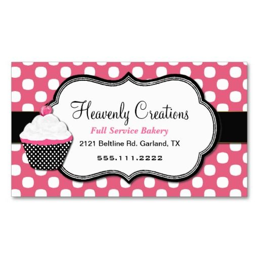 Sweet Polka Dot And Cupcake Bakery Business Card (With Throughout Cupcake Certificate Template Free 7 Sweet Designs
