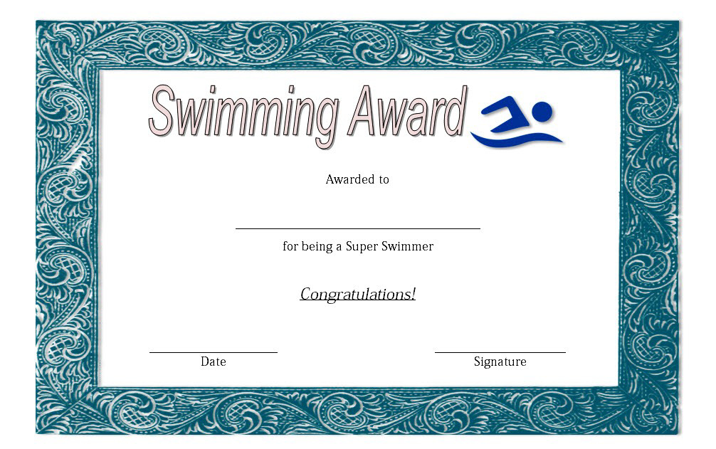 Swimming Award Certificate Free Printable 1 In 2020 For Swimming Certificate Template