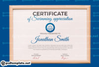 Swimming Certificate Template Psdtemplate Intended For Swimming Certificate Template