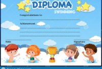 Swimming Diploma Certificate Template Stock Vector Inside Intended For Swimming Certificate Template