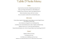 Table D&amp;#039;Hote 4 For Prix Fixe Menu Template