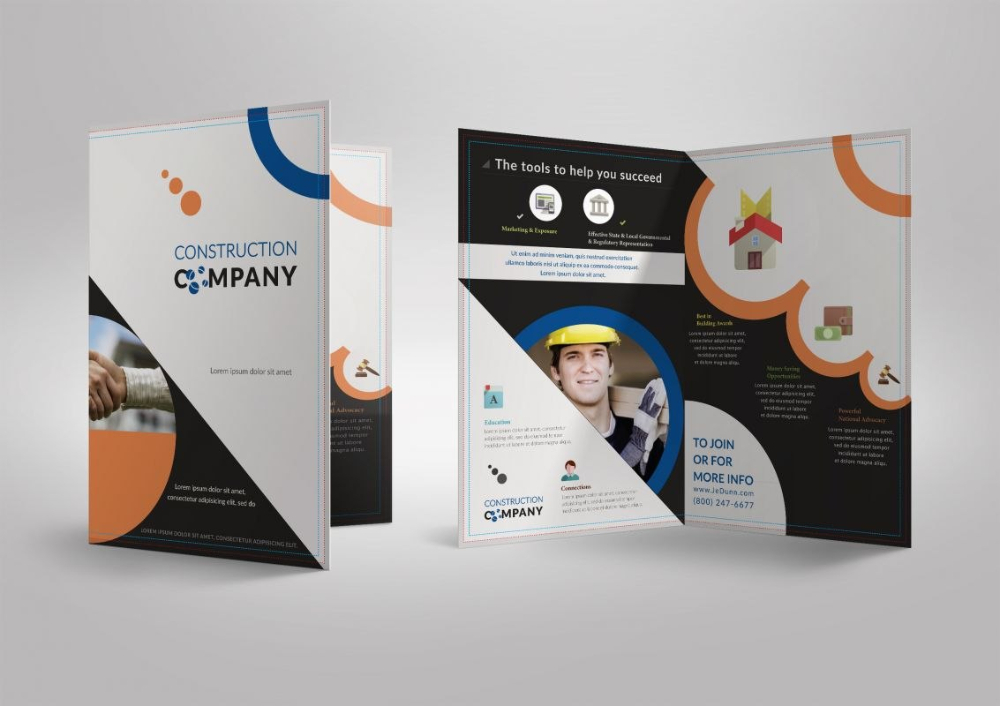 Template Ideas Bi Fold Brochure Half Construction Company For Half Fold Menu Template