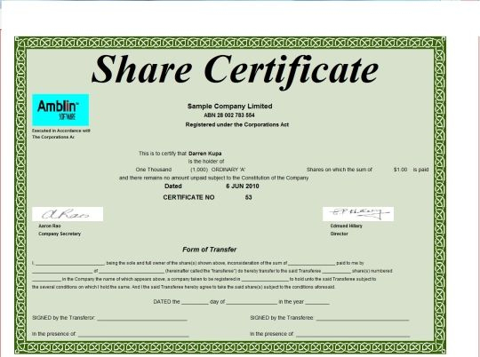 Template Of Share Certificate In 2020 | Certificate With Free Template Of Share Certificate