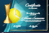 Tennis Certificate Diploma With Golden Cup Vector. Sport For Amazing Table Tennis Certificate Templates Editable
