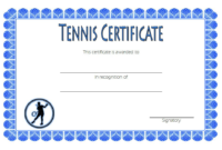 Tennis Certificate Template Free 3 In 2020 | Certificate Throughout Donation Certificate Template Free 14 Awards