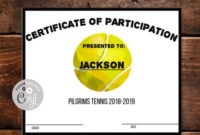 Tennis Participation Award, Instant Download, Customizable For Fascinating Tennis Participation Certificate