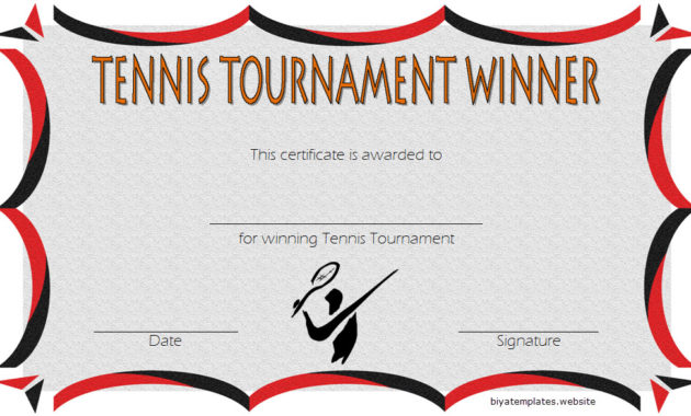 Tennis Tournament Certificate Templates [8+ Sporty Designs With Regard To Best Coach Certificate Template Free 9 Designs