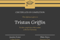 The Astounding Gold Dark Certificate Of Completion Inside Simple Hayes Certificate Templates
