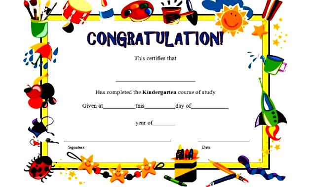 This Free Printable Kindergarten Diploma Certificate 8 Has Throughout Fascinating 7 Kindergarten Graduation Certificates To Print Free