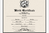 This Printable Birth Certificate Has An Engraved Look And Throughout Baby Death Certificate Template