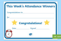 This Week&amp;#039;S Attendance Winners Certificate (Teacher Made) Intended For Fresh Baby Shower Game Winner Certificate Templates