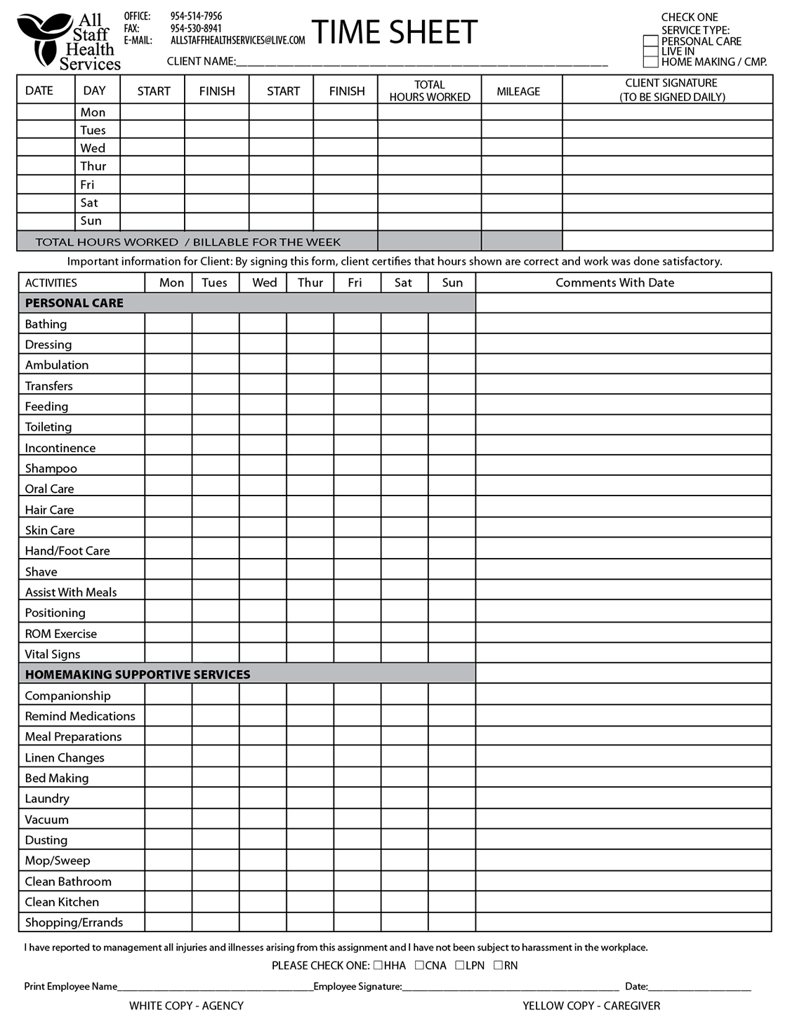 Home Health Care Daily Log Template Thevanitydiaries