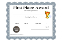 Tooth Fairy Certificate Template Free Unique First Place Pertaining To Amazing First Place Award Certificate Template