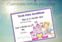 Tooth Fairy Certificate Throughout New Tooth Fairy Certificate Template Free