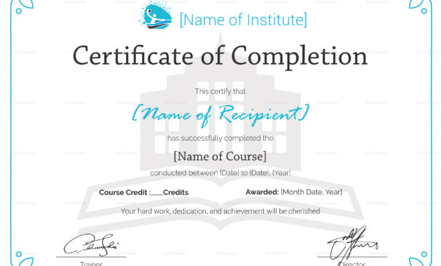 Training Completion Certificate Design Template In Psd, Word Inside Certificate Of Completion Word Template
