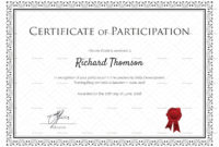 Training Participation Certificate Template (With Images In Fantastic Training Course Certificate Templates