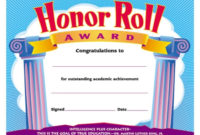 Trend Honor Roll Award Certificate Quickship In Simple Honor Award Certificate Templates