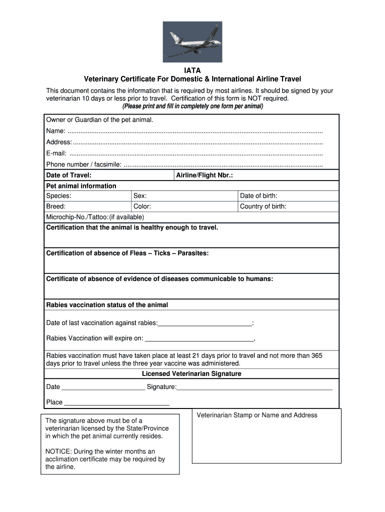 Veterinary Certificate Fill Online, Printable, Fillable Throughout New Veterinary Health Certificate Template