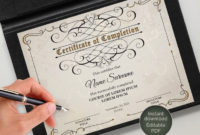 Vintage Certificate Of Completion, Editable Certificate Inside Fresh Completion Certificate Editable