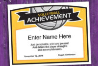 Volleyball Certificate, Volleyball Achievement Award Pertaining To Fascinating Volleyball Certificate Templates