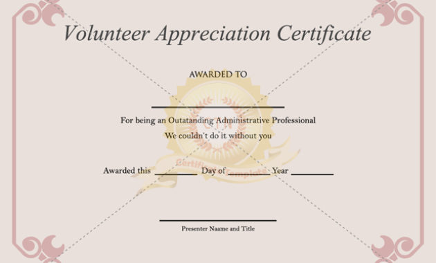 Volunteer Appreciation Certificate Pdf Within Awesome Volunteer Award Certificate Template