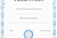 Volunteer Award Certificate Template Atlantaauctionco In Volunteer Award Certificate Template