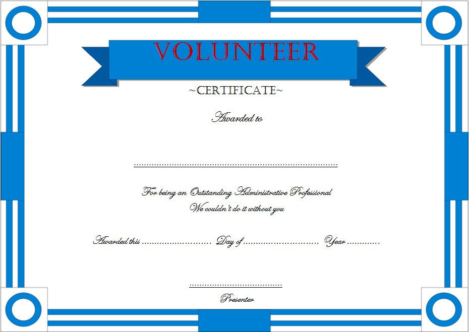 Volunteer Certificate Templates 10+ Best Designs Free With New Volunteer Certificate Templates
