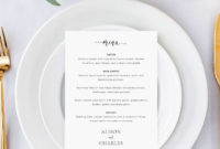 Wedding Menu Template Classic Formal Dinner Menu Card Intended For Wedding Menu Templates Free Download
