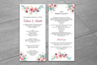Wedding Program Template | Indesign & Ms Word Template With Wedding Agenda Templates