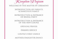 Wedding Reception Program Template Unique Signatures With Regard To Wedding Reception Agenda Template