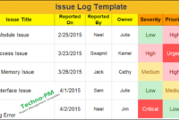 What Is An Issue Log? Download Issue Log Template Excel Regarding It Issues Log Template