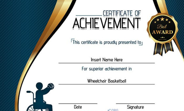 Wheelchair Basketball Certificate Format In Deep Teal With Regard To Basketball Achievement Certificate Templates