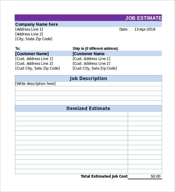 26+ Blank Estimate Templates Pdf, Doc, Excel, Odt | Free Intended For Itemized Estimate Template