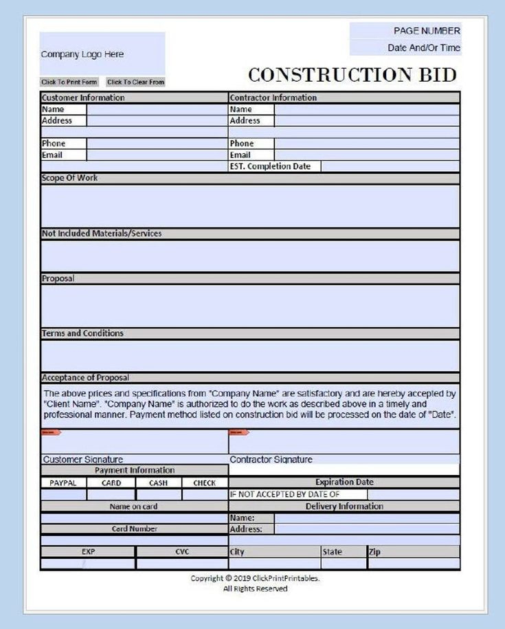 Construction Bid Project Form Template Simple Minimal Intended For Excavation Estimate Template
