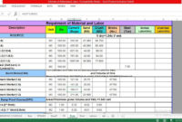 Estimate Of Material And Labor Spreadsheet Free Download In Labor Estimate Template